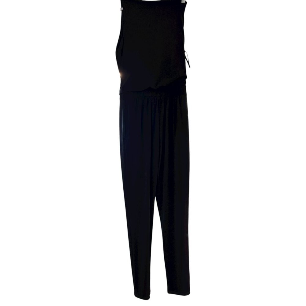 White House Black Market Black Sleeveless Wrap Jumpsuit Size 0 Elegant One-Piece - Picture 7 of 9